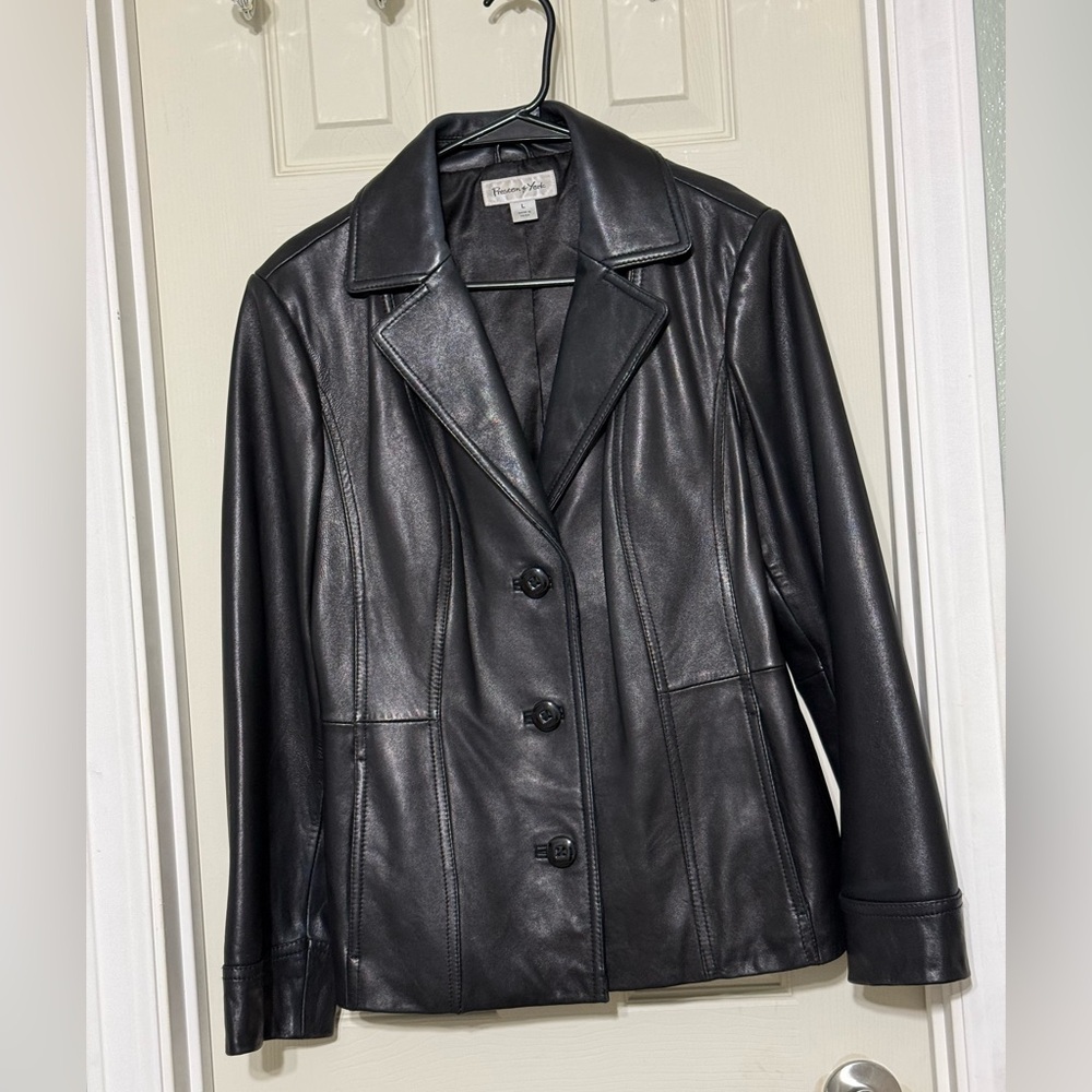 Preston & York Classic Black Genuine 100% Lamb Skin Jacket Women’s size Large - Picture 2 of 9